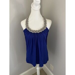 Spense Royal Blue Blouse Metal‎ Chain Halter Top